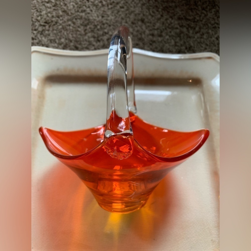 Vintage Viking Glass Orange Basket